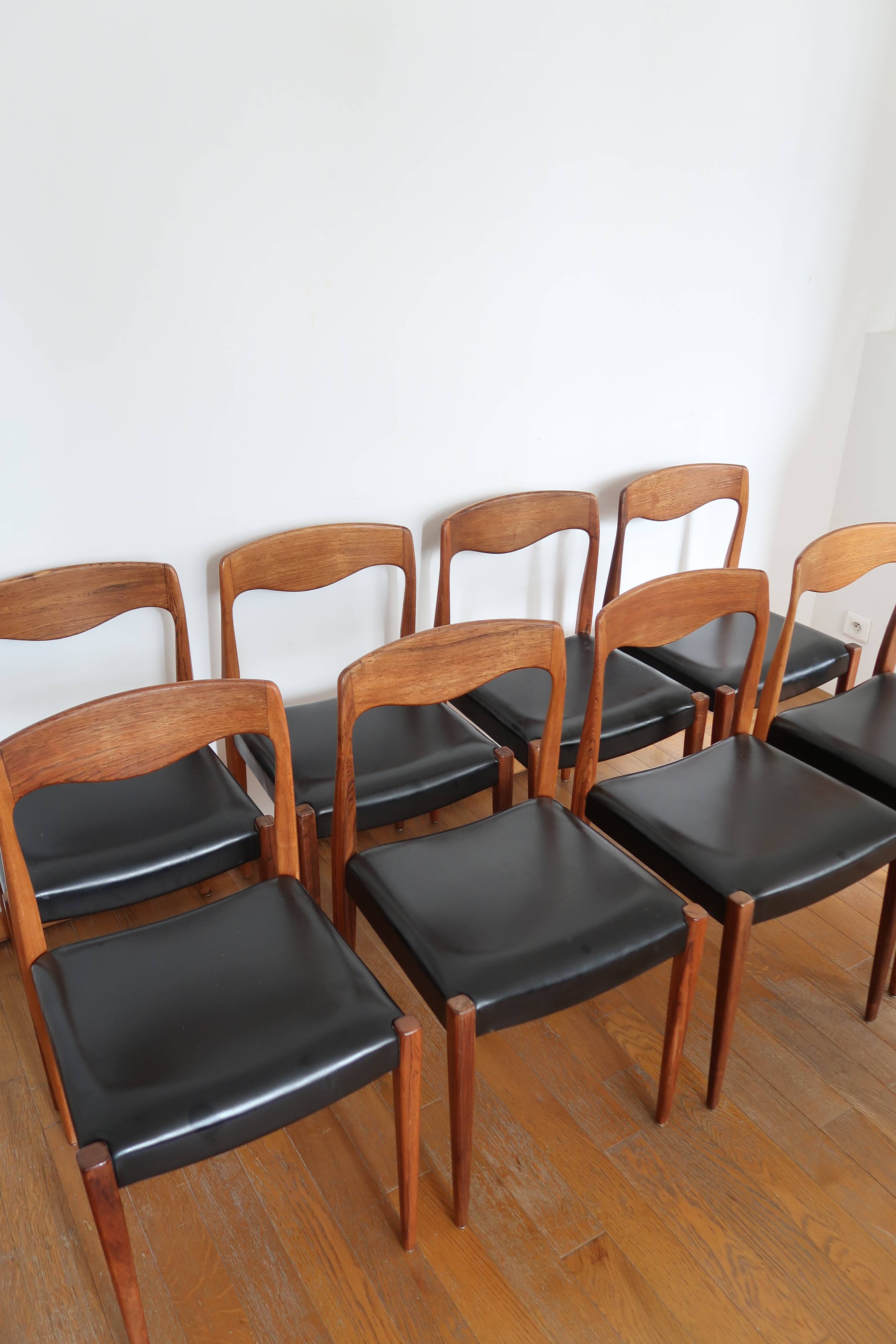 Lot de 8 chaises scandinaves palissandre skaï