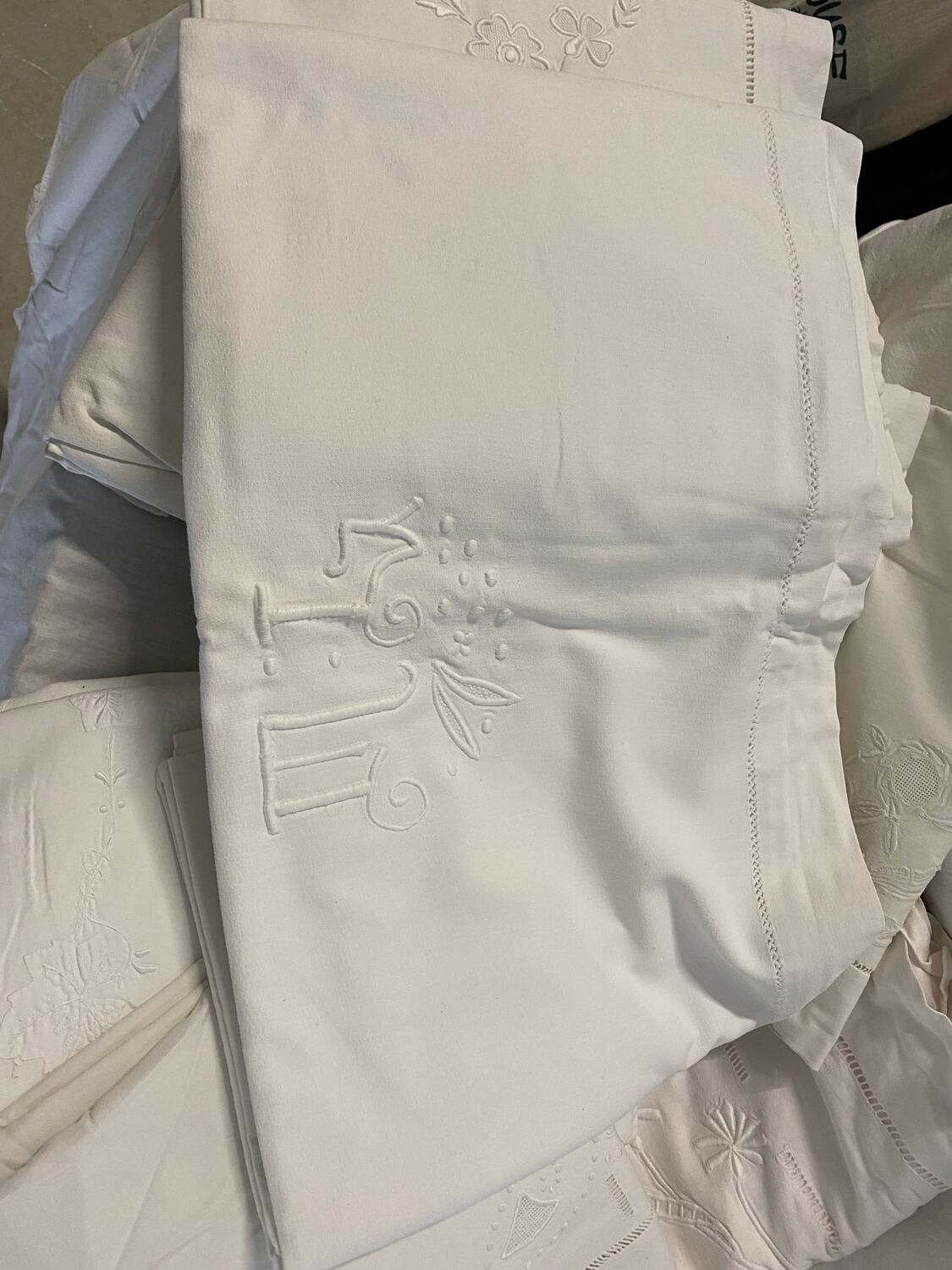 Antique embroidered sheets