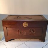 Coffre de mariage chinois en bois sculpté fin XIXème