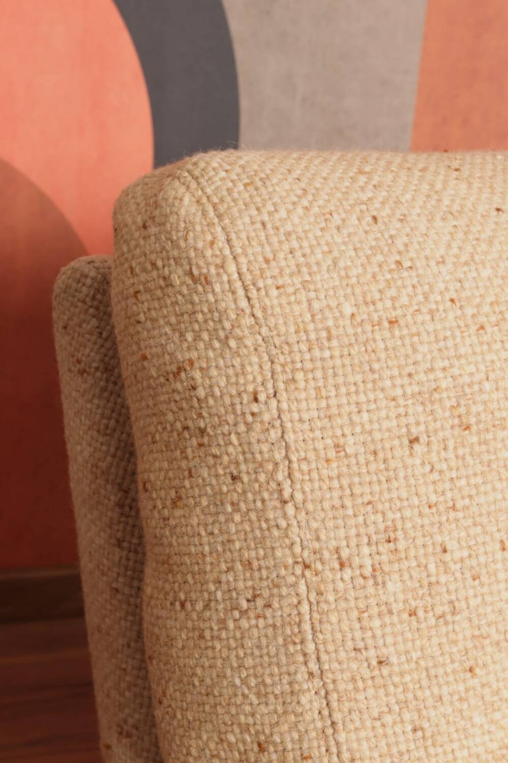 2 minimalist beige armchairs, 1970