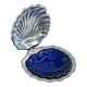 Vintage butter dish with silver-plated metal shell and cobalt blue glass without knife