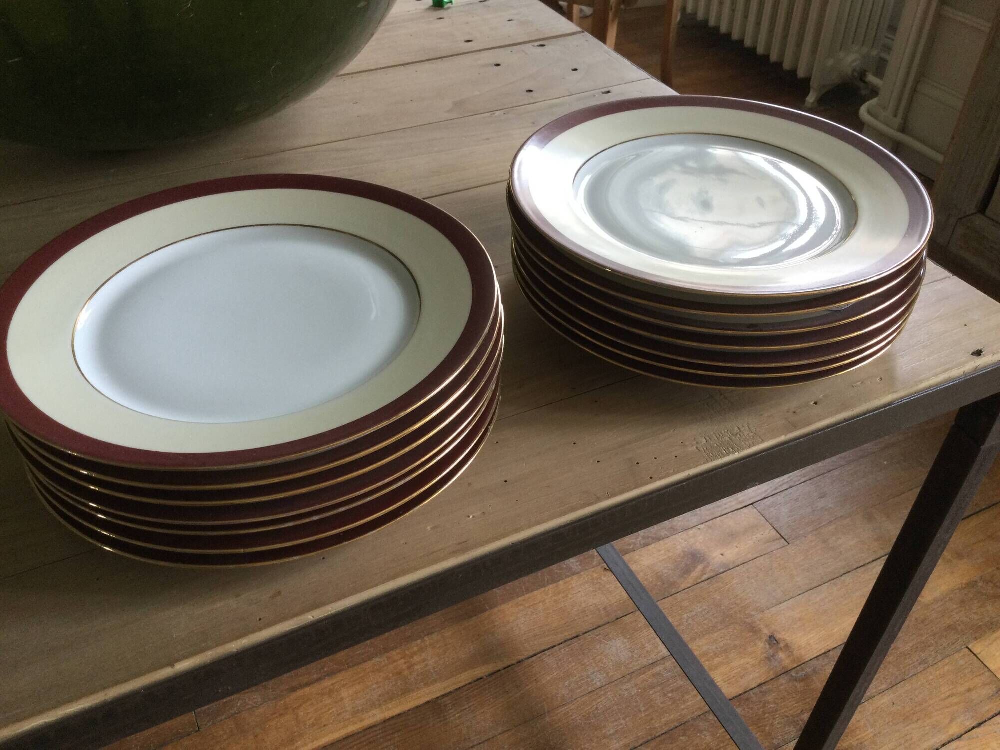 Set of 13 antique Limoges porcelain plates