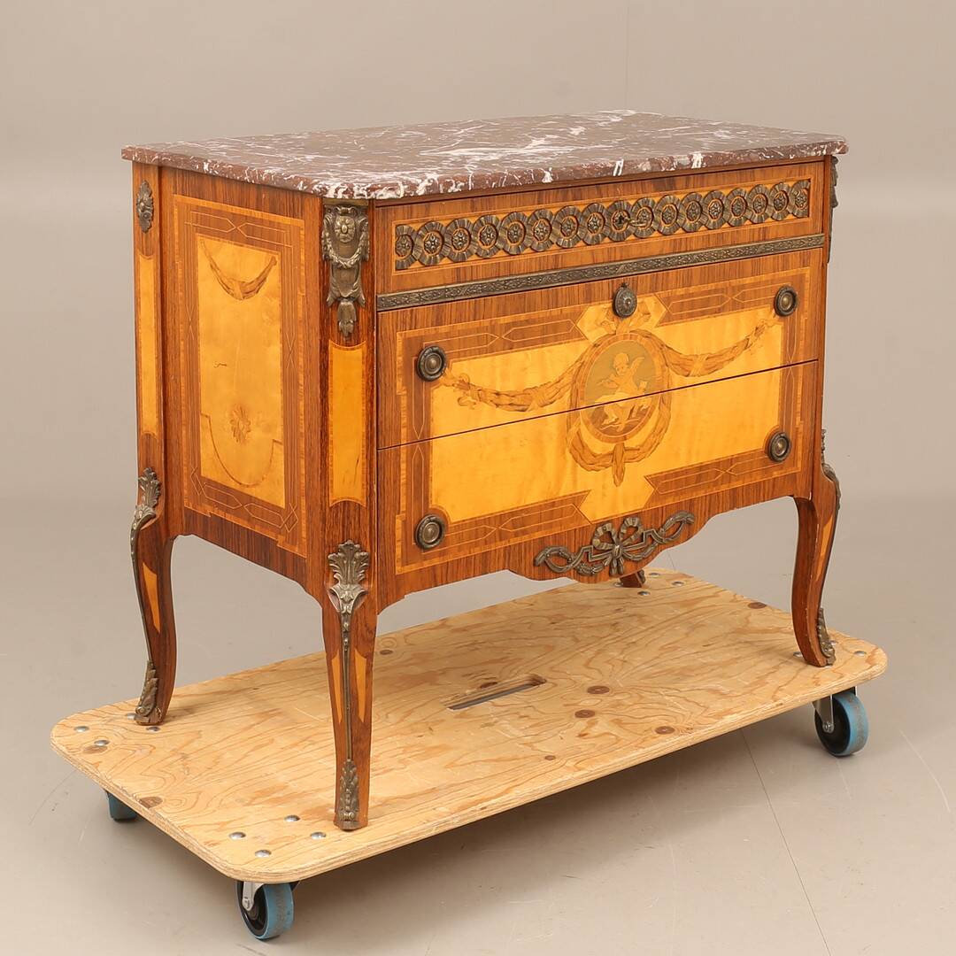 Gustavian Style Chest of Drawers with Intarsia Decor