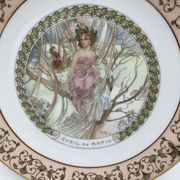 Assiette de collection en porcelaine de Limoges de Mucha Alfons vintage