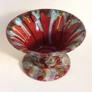 Coupe sur pied céramique multicolore (vide poche ou autre) années 60 diamètre 26,7 cm