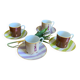 4 cups and saucers porcelain Menard de Noblat - shopping series