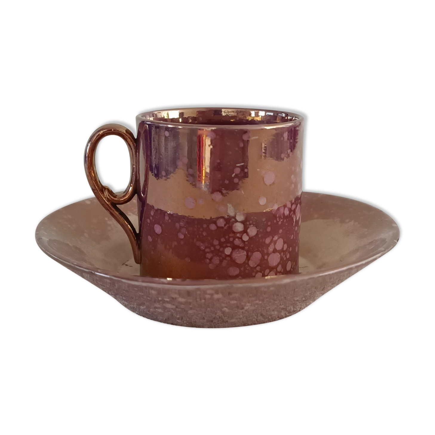 Burgos Sarreguemines glazed earthenware coffee cup and saucer