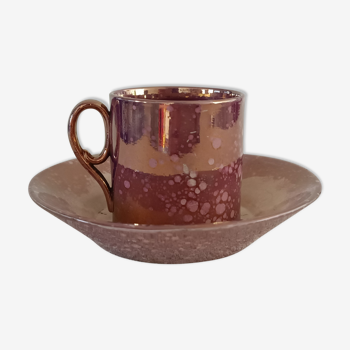 Coffee cup and saucer in glossy earthenware Burgos Sarreguemines