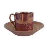Tasse à café et soucoupe en faïence lustrée Burgos Sarreguemines