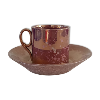 Burgos Sarreguemines glazed earthenware coffee cup and saucer