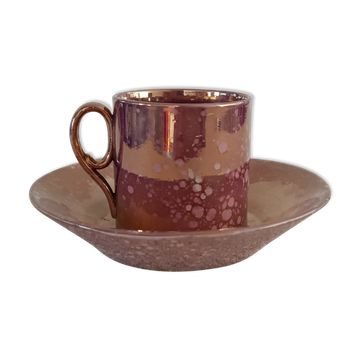 Burgos Sarreguemines glazed earthenware coffee cup and saucer