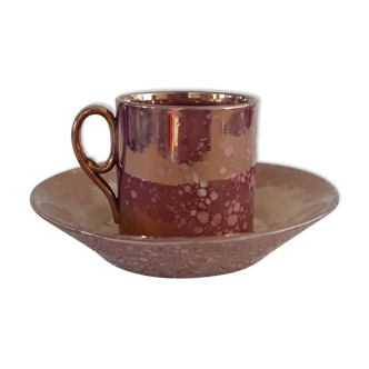 Burgos Sarreguemines glossy earthenware coffee cup and saucer