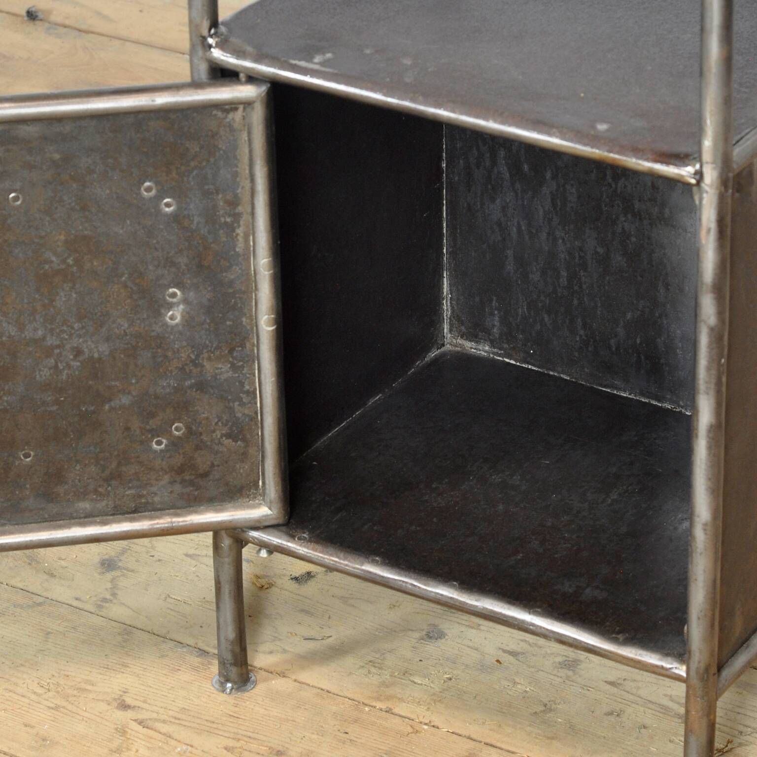 Iron bedside table with marble top, 1910
