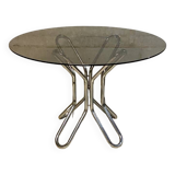 Table vintage en verre fumé