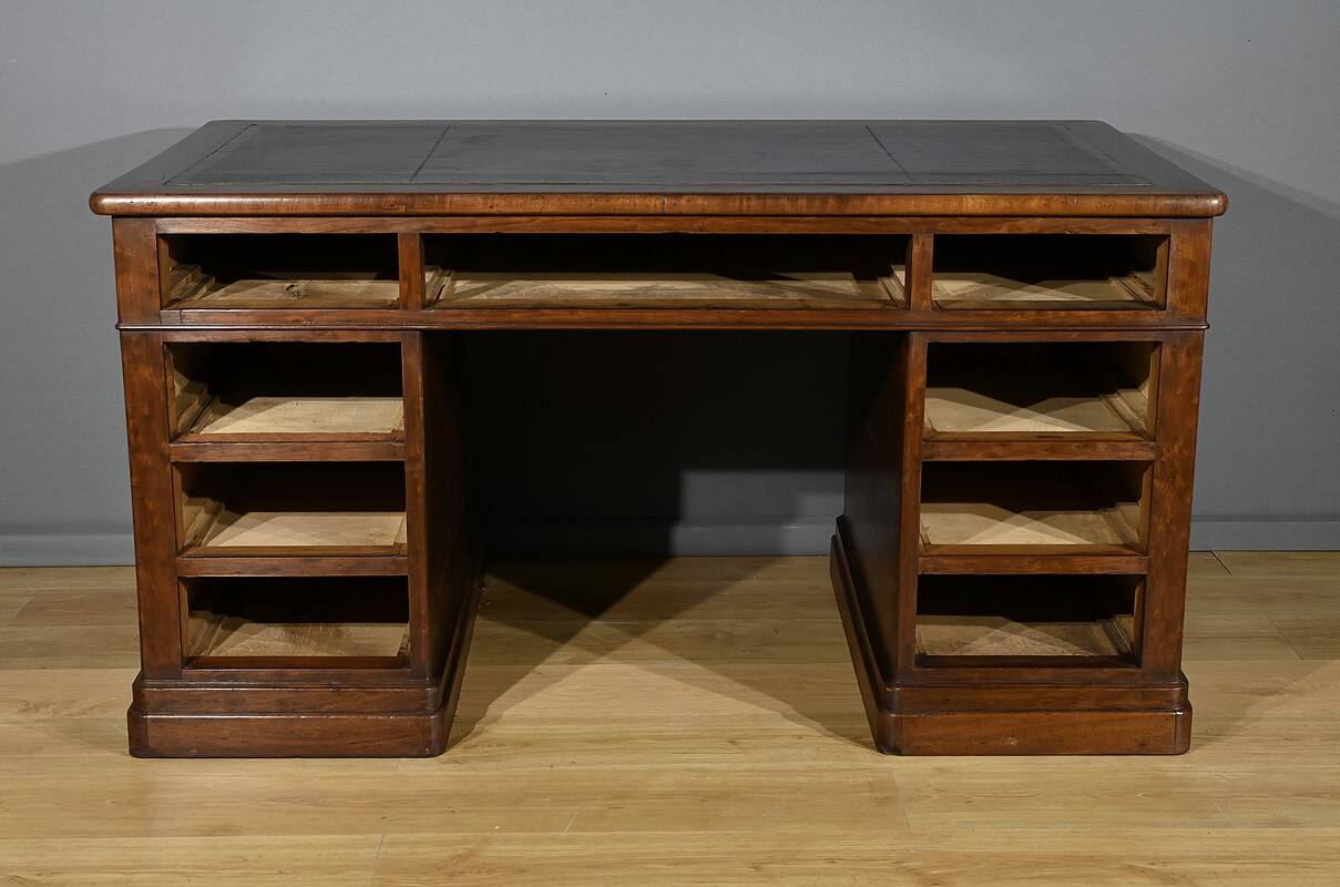 Bureau à Caissons en Acajou Moucheté – Fin XIXe