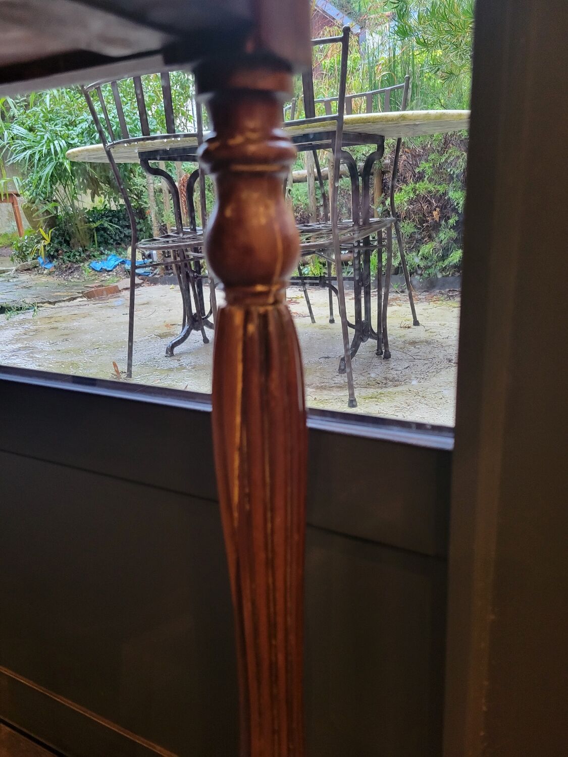 Side table with drawer and leather top