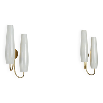 Paire d'appliques doubles avec détails en laiton