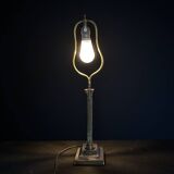 Antique lamp base in patinated brass – fluted column – H 60 cm