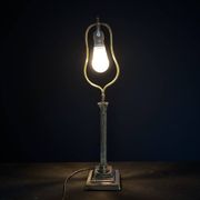 Antique lamp base in patinated brass – fluted column – H 60 cm