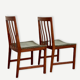 Pair of Scandinavian teak and velvet chairs from the 1960s.