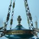 Empire chandelier 4 lights gooseneck golden bronze and painted brass