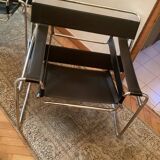 Pair of Wassily black leather armchairs