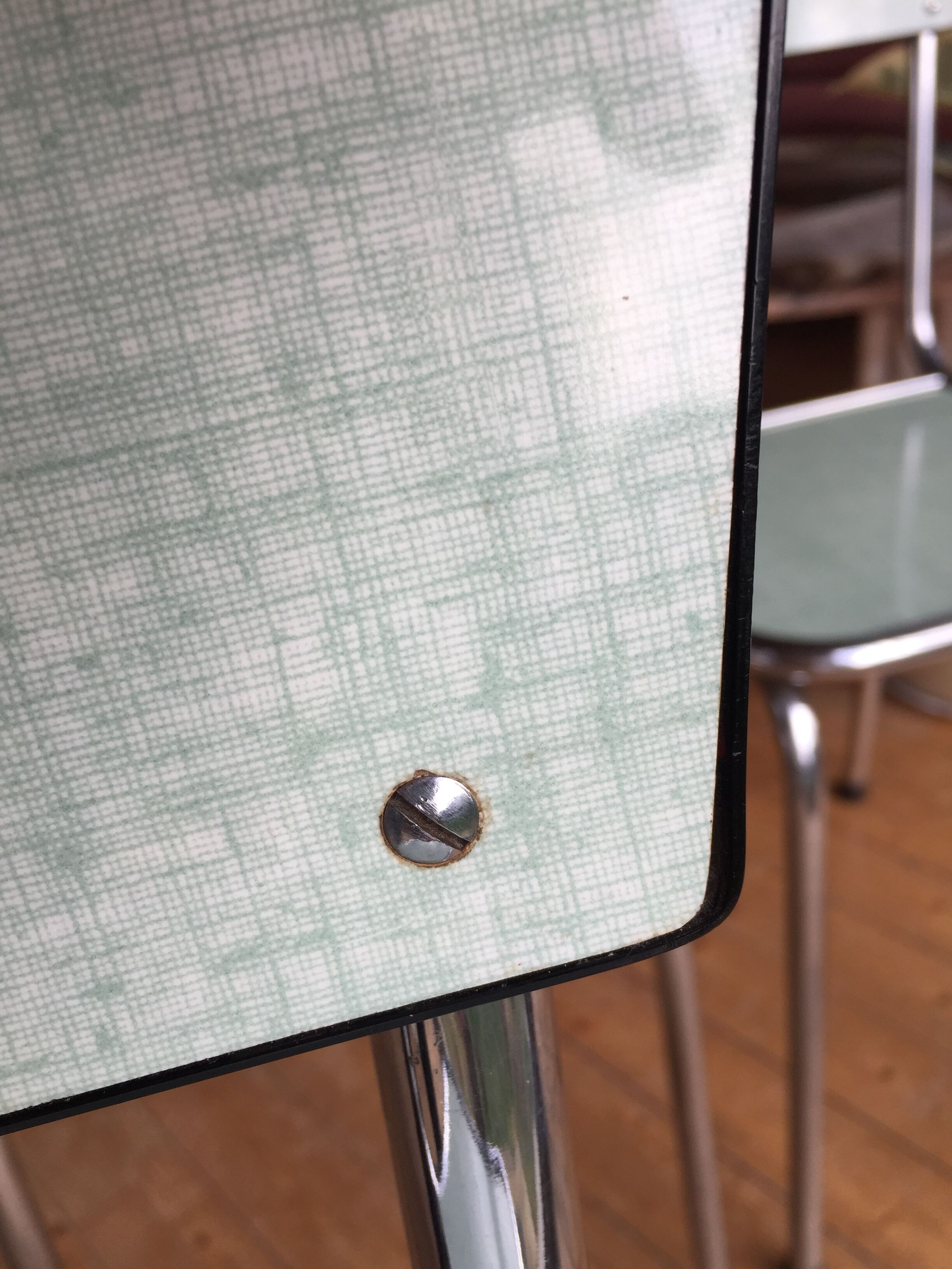 Green formica chairs