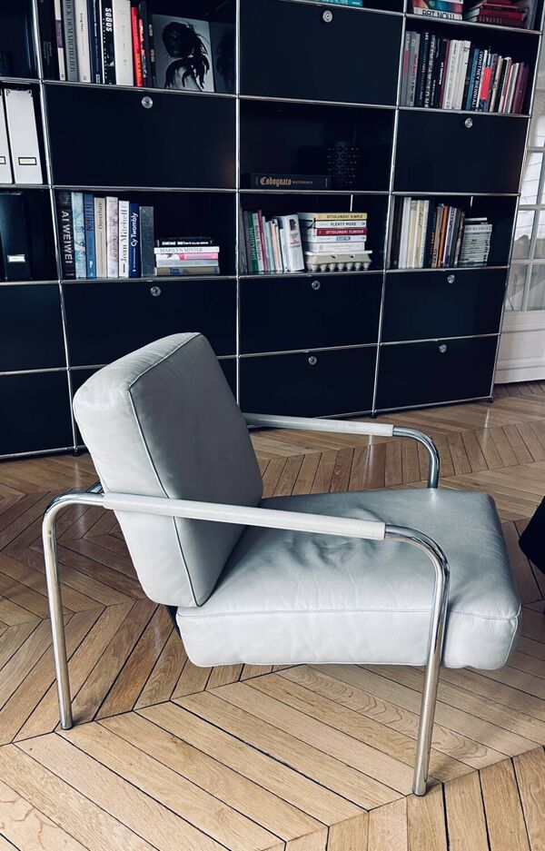 Fauteuil cuir Zanotta gris