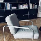 Zanotta gray leather armchair