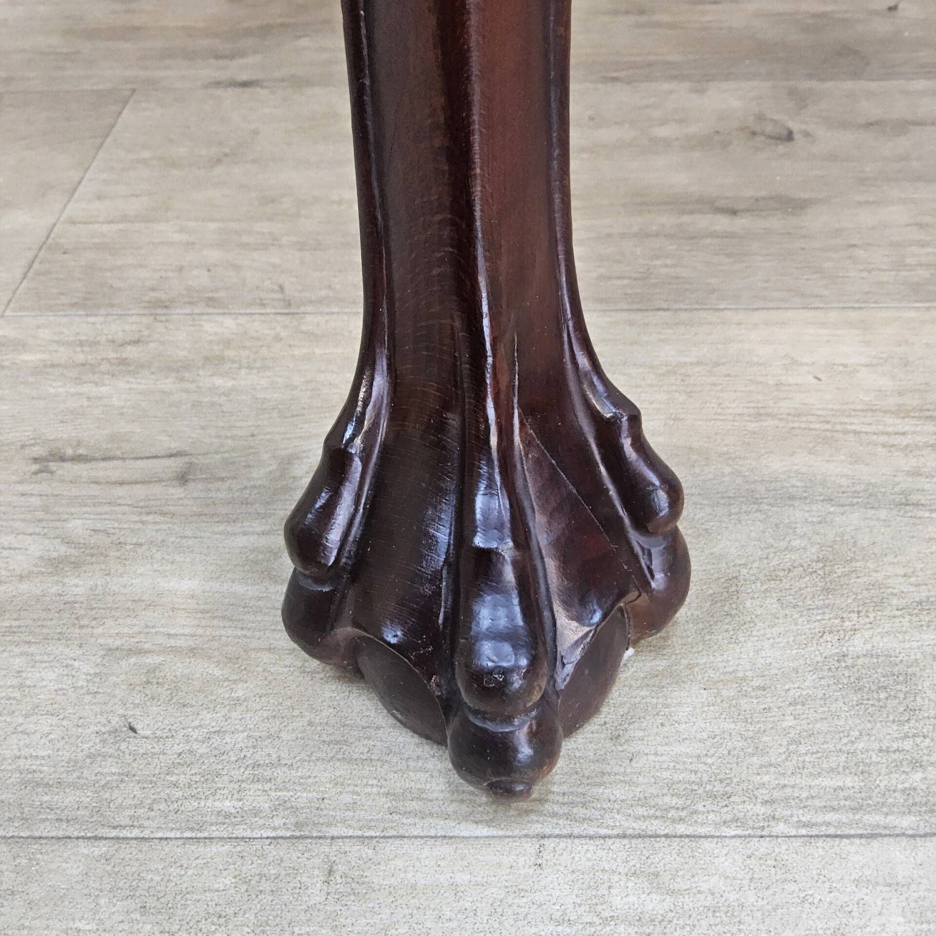Antique walnut side table / tea table with drawer, shelves