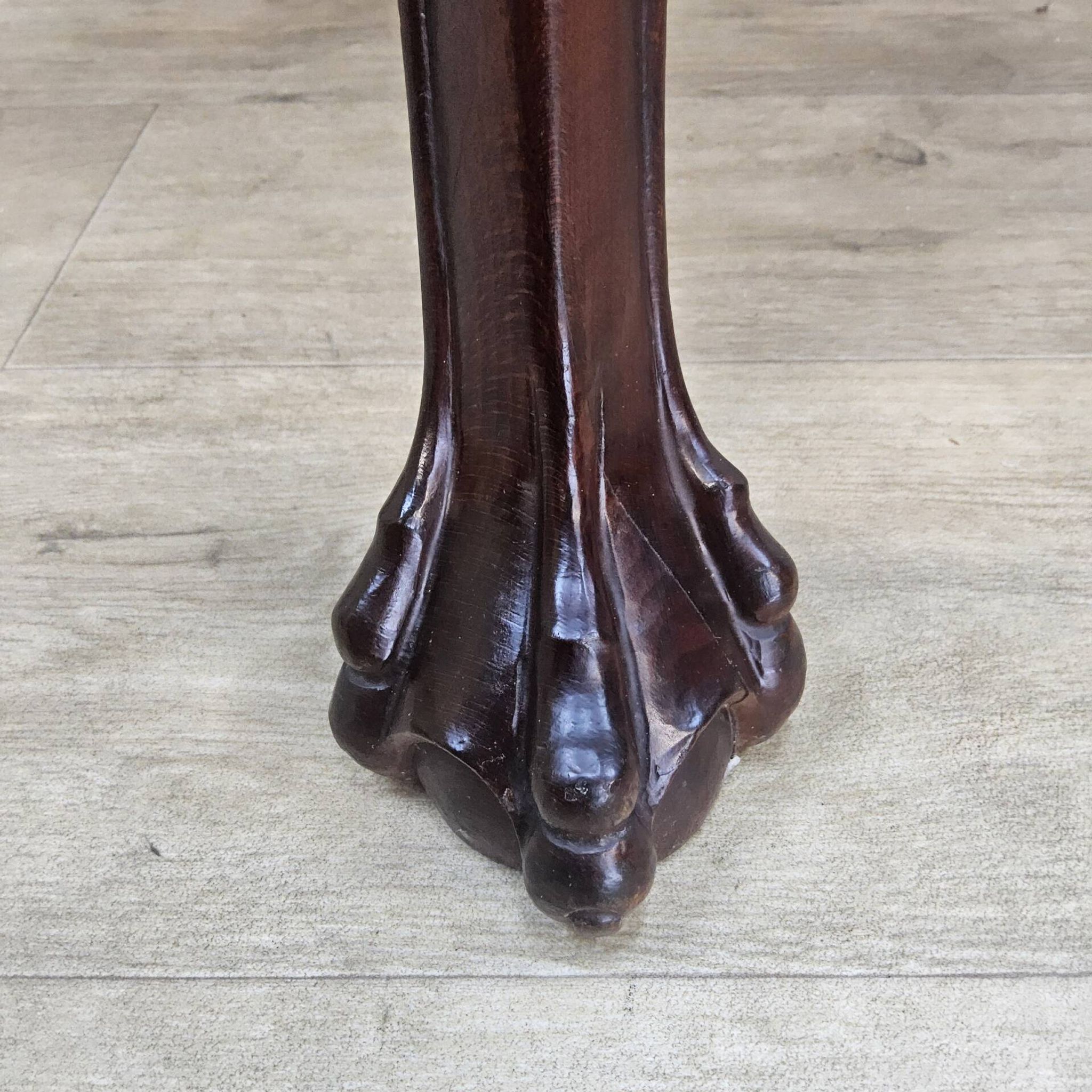 Antique walnut side table / tea table with drawer, shelves