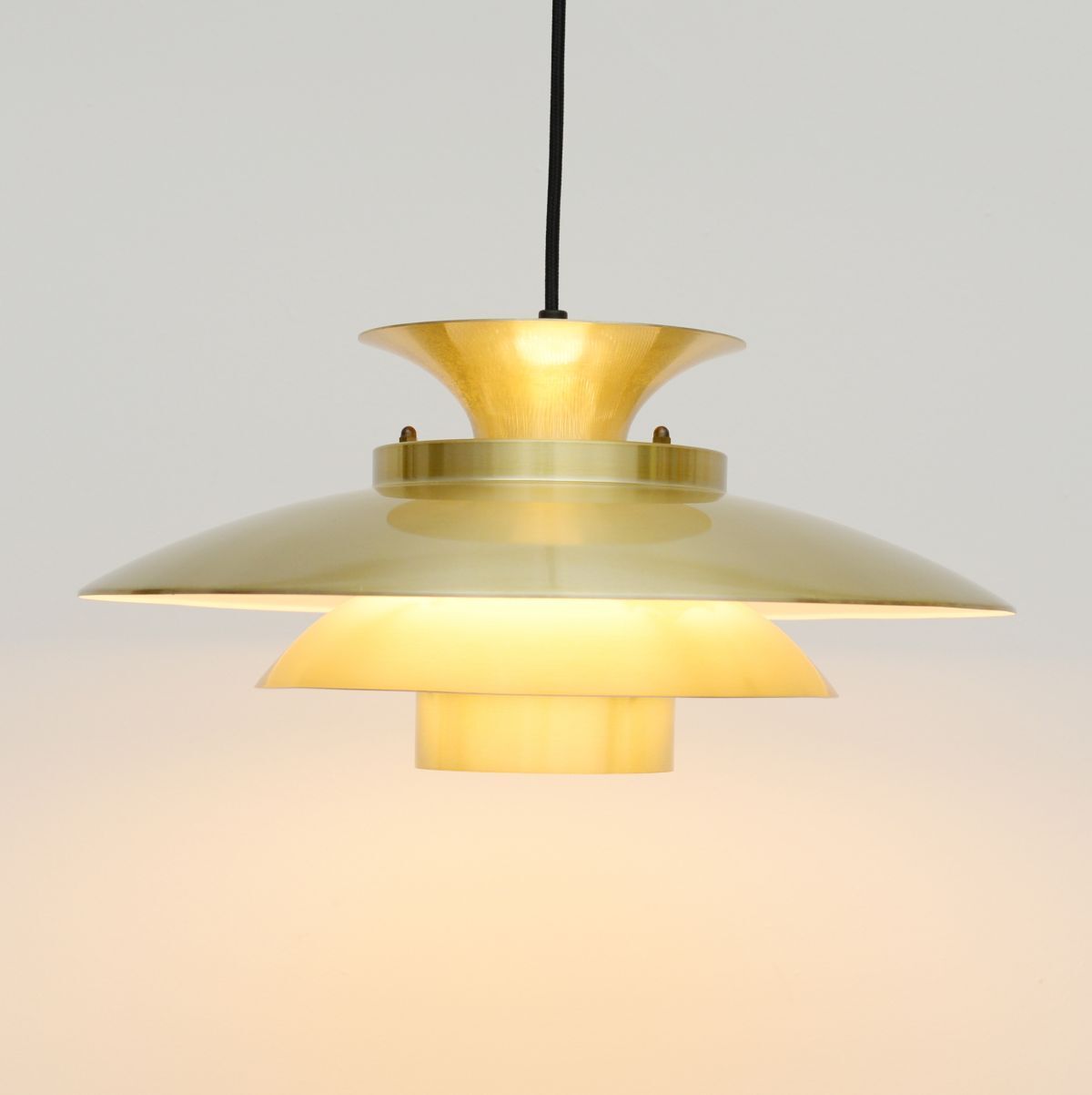 Vintage pendant lamp in golden brass, danish 1970s