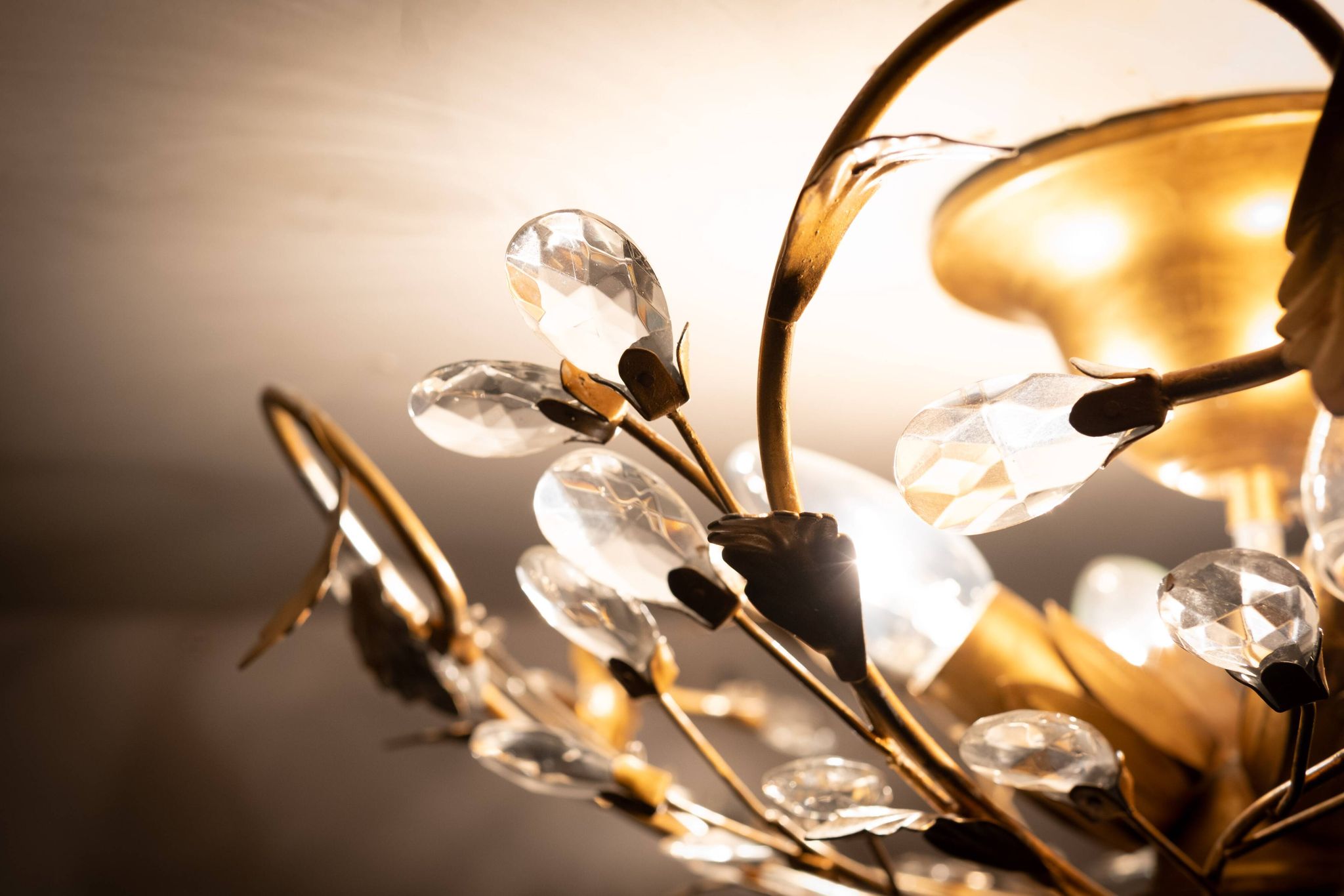Gilded floral flush mount light attrib to banci firenze