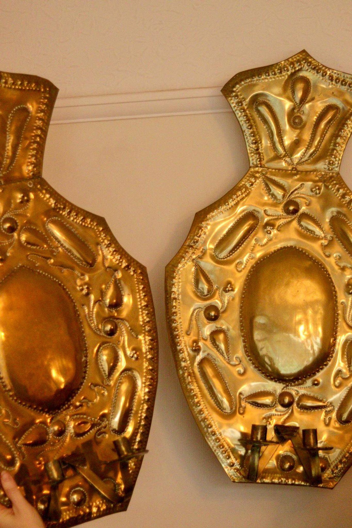 Appliques murales suédoises extra-larges en laiton de style baroque, datant du milieu du XXe siècle