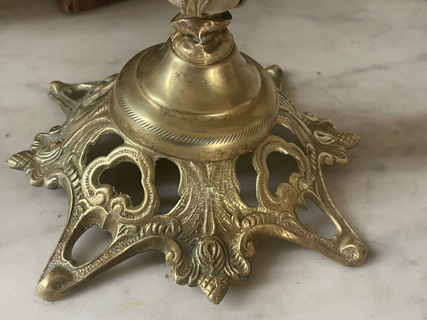 19th century marble, brass and tassel chandelier