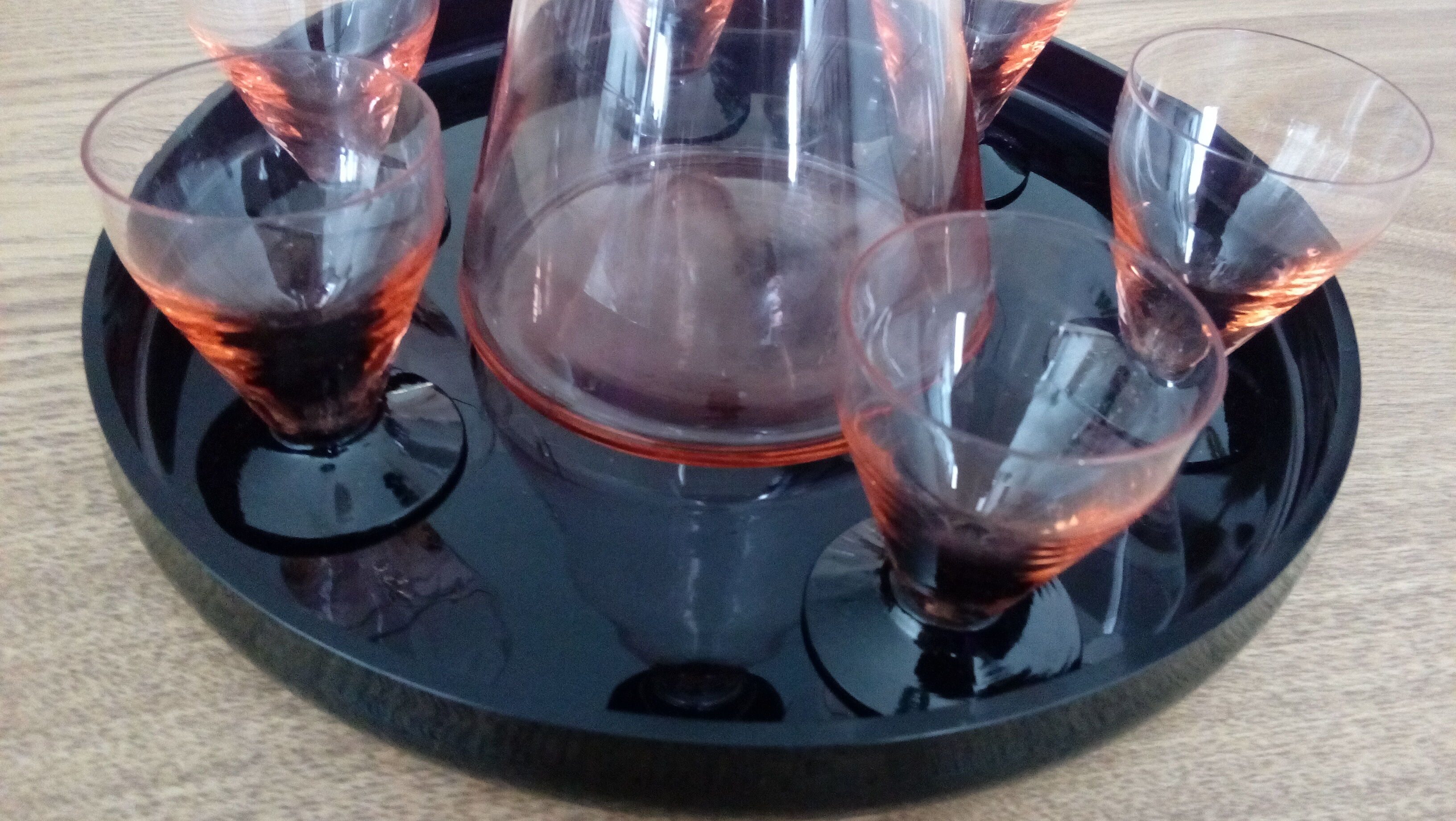 Art Deco port liqueur service tray - glasses