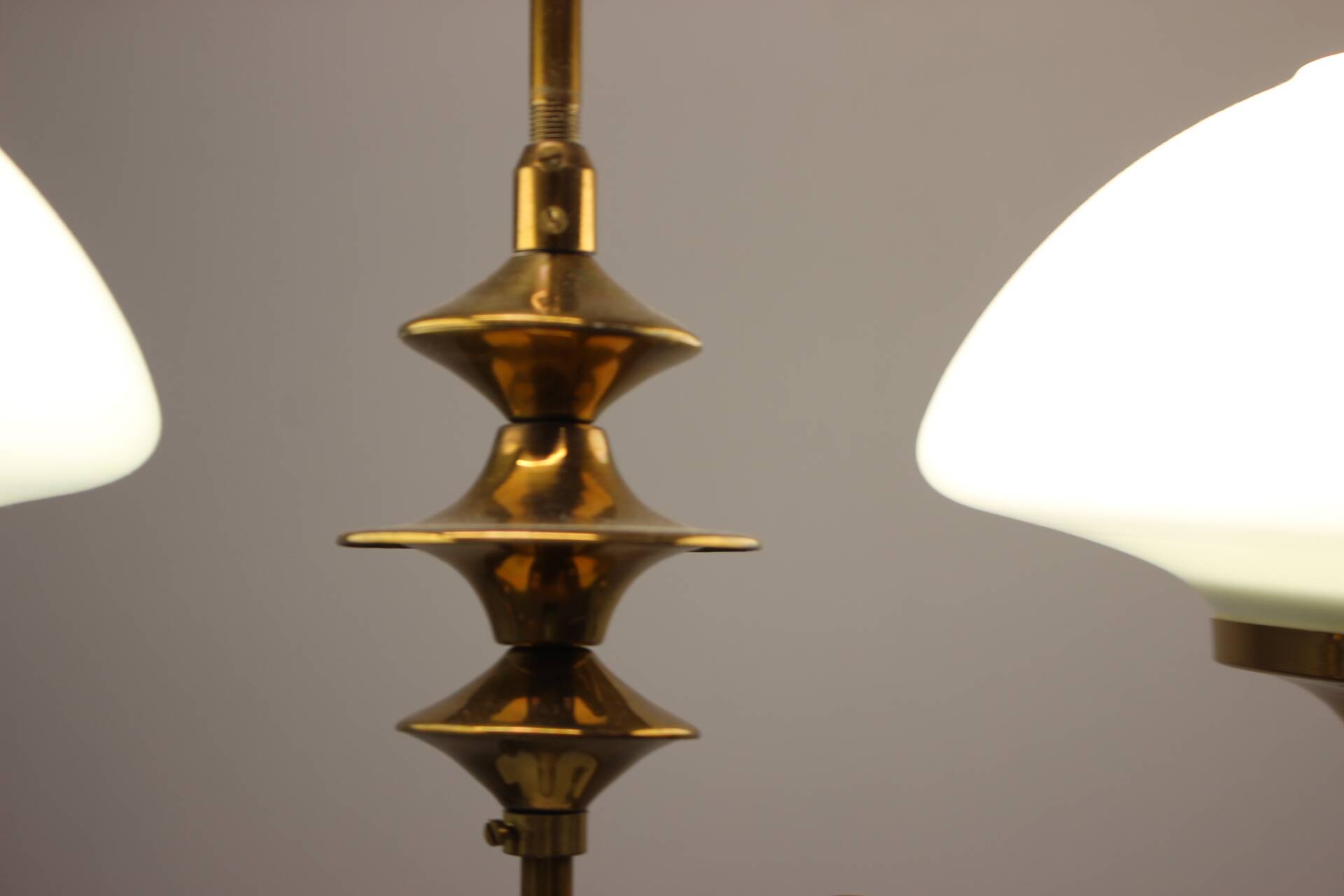 Mid-Century Brass Chandelier, Czechoslovakia, 1970s, Made in Jablonec Glass