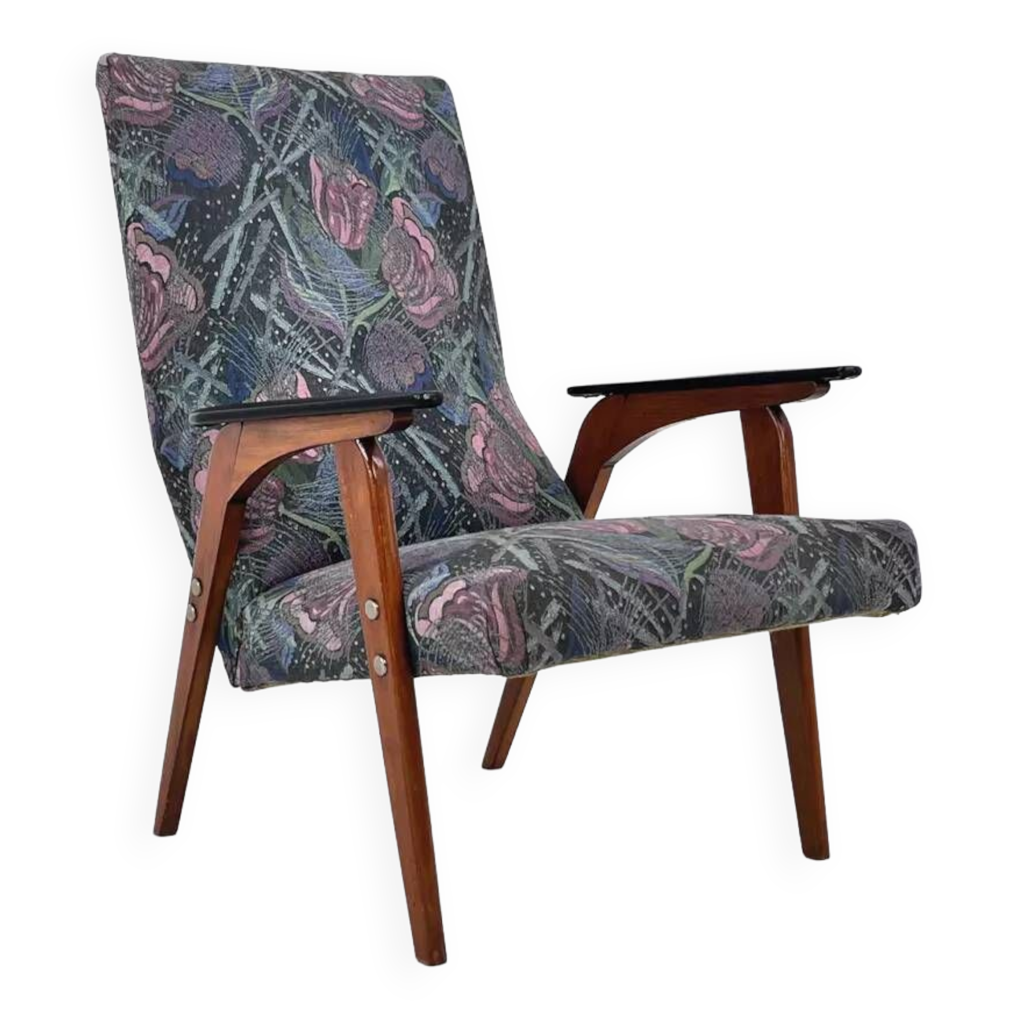 50s - 60s armchair in wood and fabric