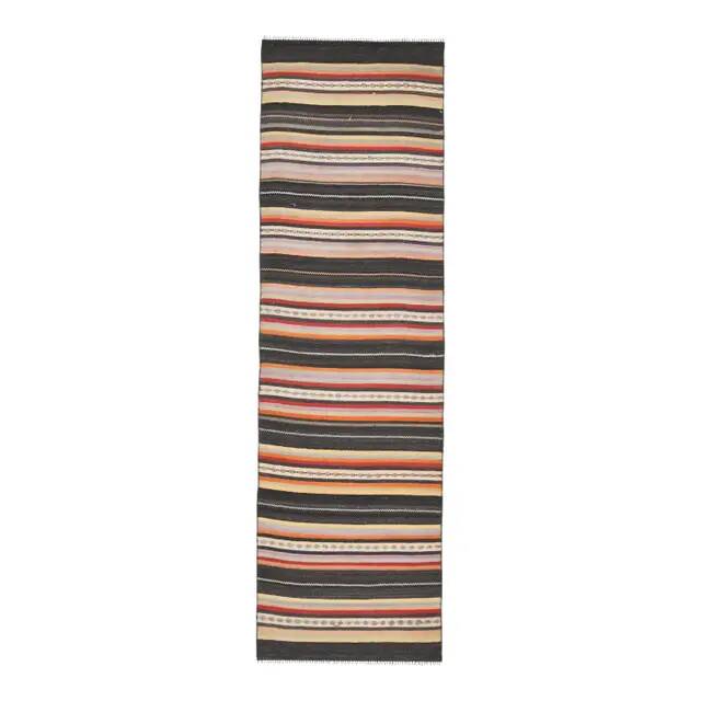 Vintage Turkish Oushak Handmade Wool Cotton Beige Runner Rug 78x263