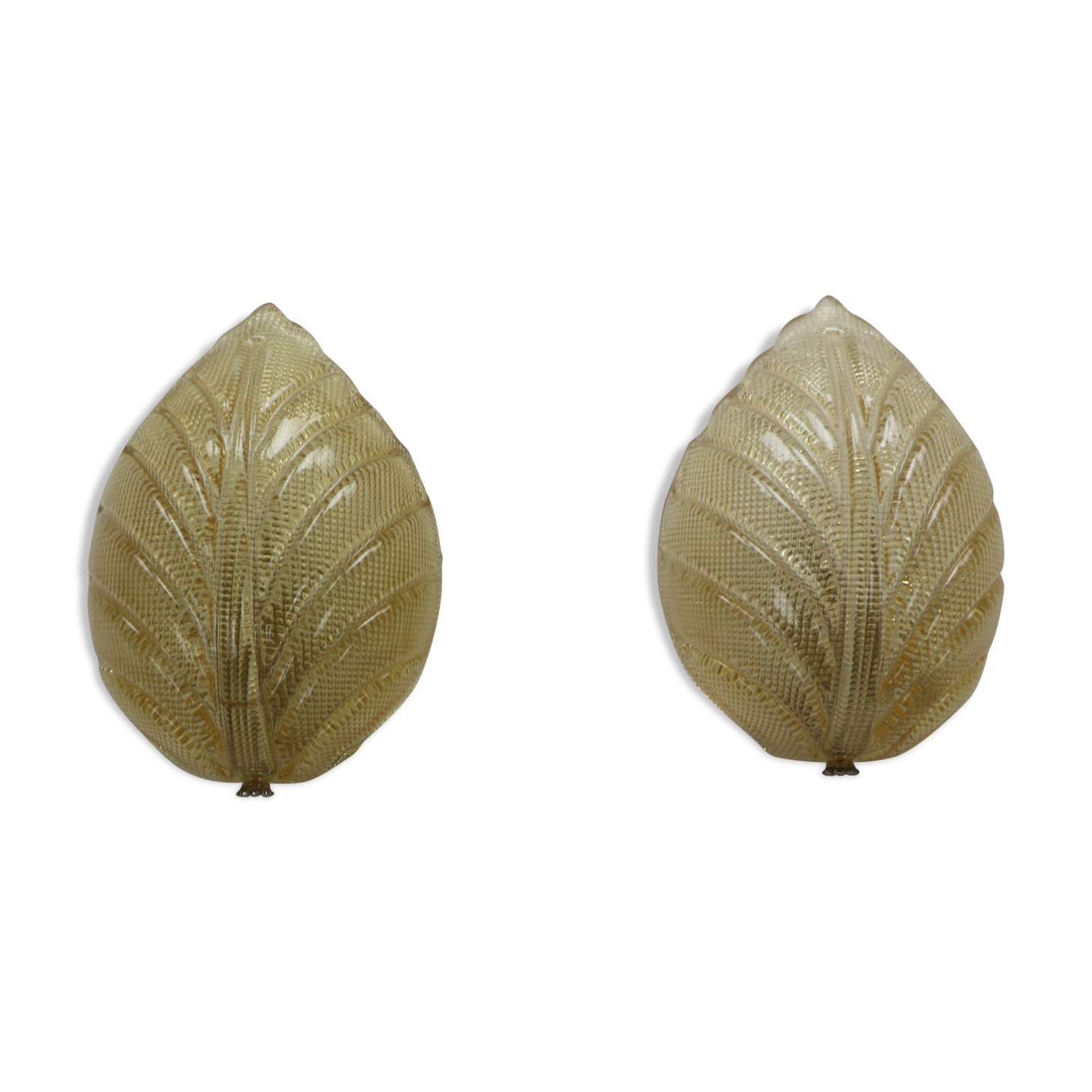 Set of 2 swedish leaf shaped wall sconces Fritz Kurz  for Orrefors, 1960s