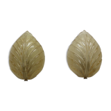 Set of 2 swedish leaf shaped wall sconces Fritz Kurz  for Orrefors, 1960s