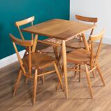 Retro Ercol Elm Blonde Model 395 Breakfast Table & Four 392 Windsor Stacking Chairs