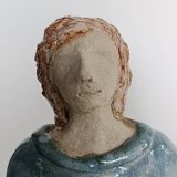 Vintage woman sculpture in glazed stoneware, signed.
