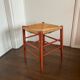 Mid-Century Wicker and Beech Stool, 1960s
