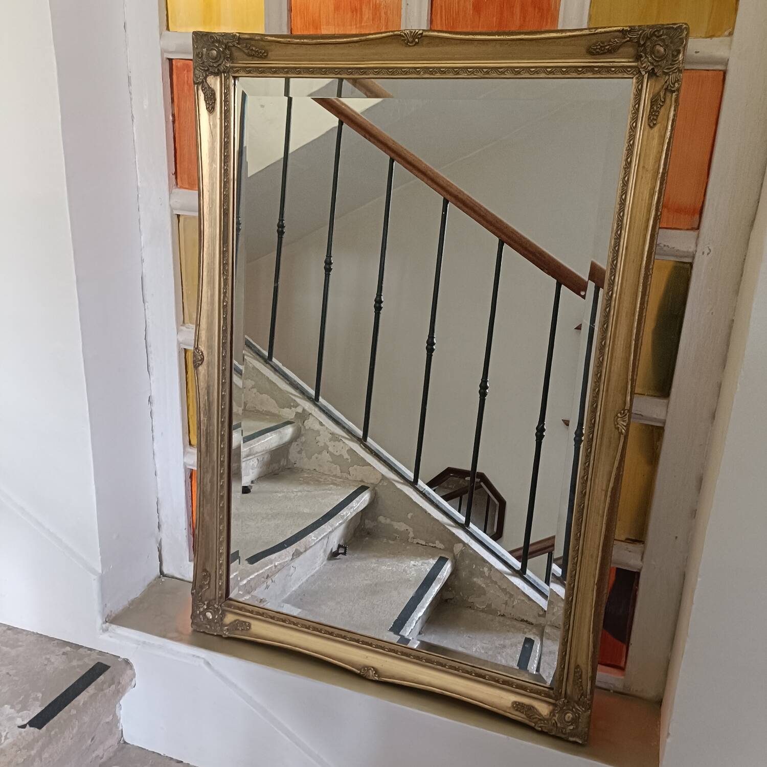 Large baroque style mirror, antique