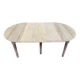 Round extendable dining table with flaps, stripped in raw oak, with 3 extensions.
