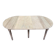 Round extendable dining table with flaps, stripped in raw oak, with 3 extensions.