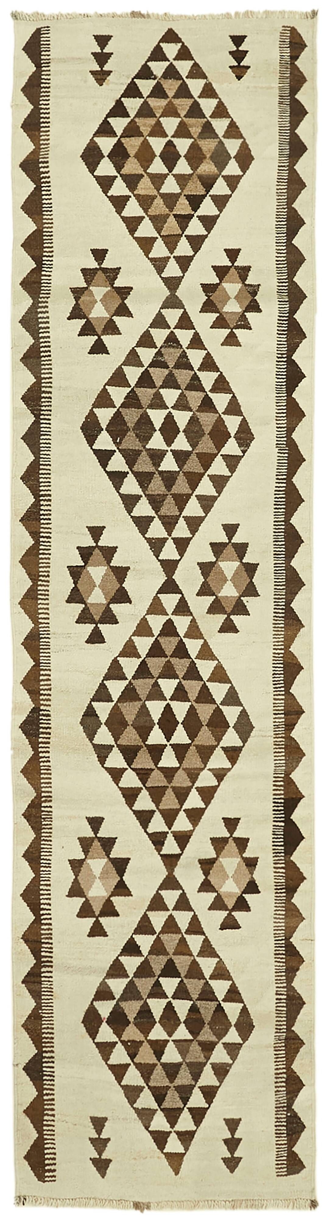 Turkish Handwoven Vintage Herki Kilim 96 cm x 360 cm