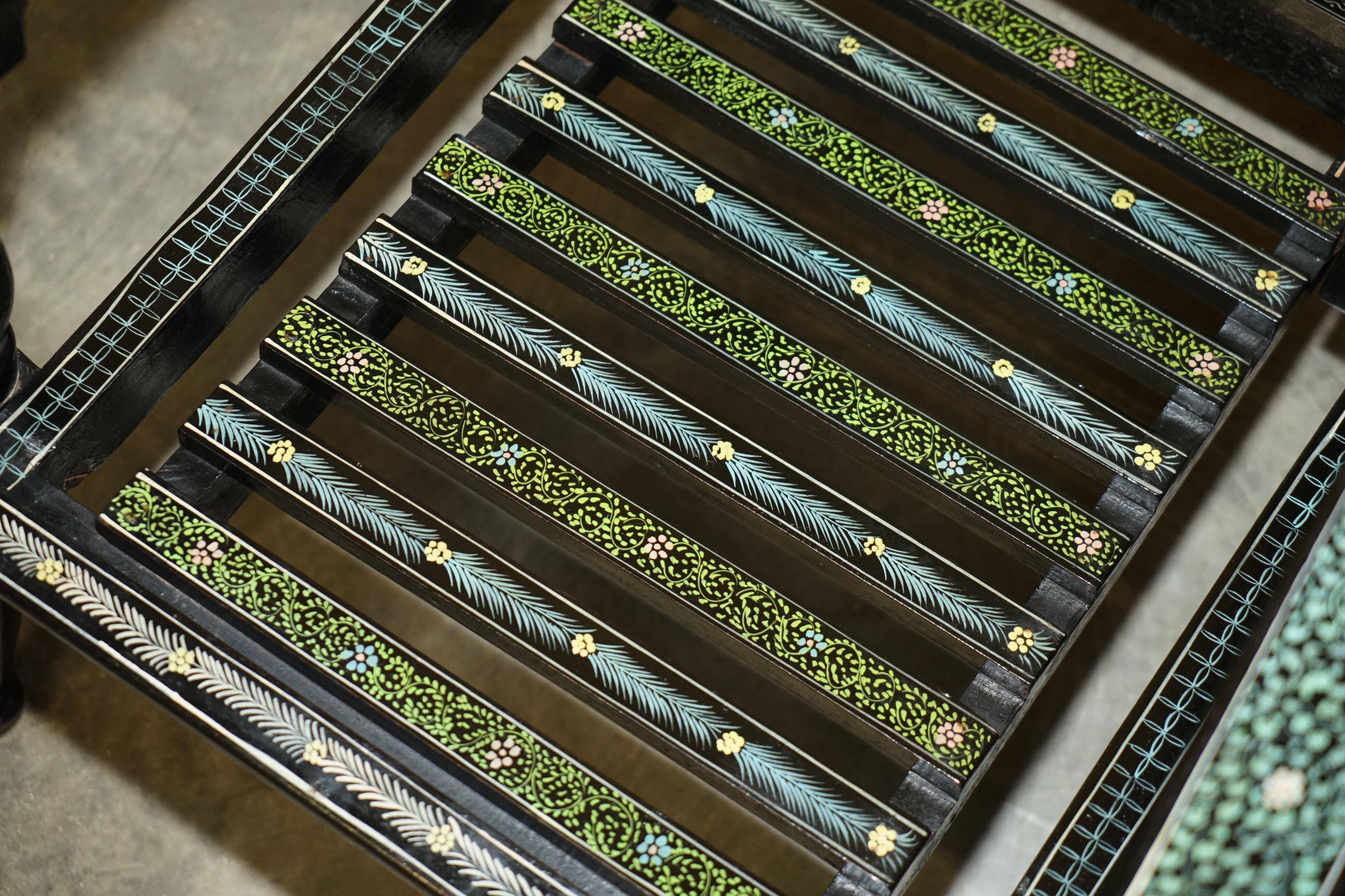 Vintage Anglo-Indian folding chair hand-painted.