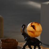Art Deco Table Lamp, Elephant with Alabaster Globe, Early 20th Century, 1930s
